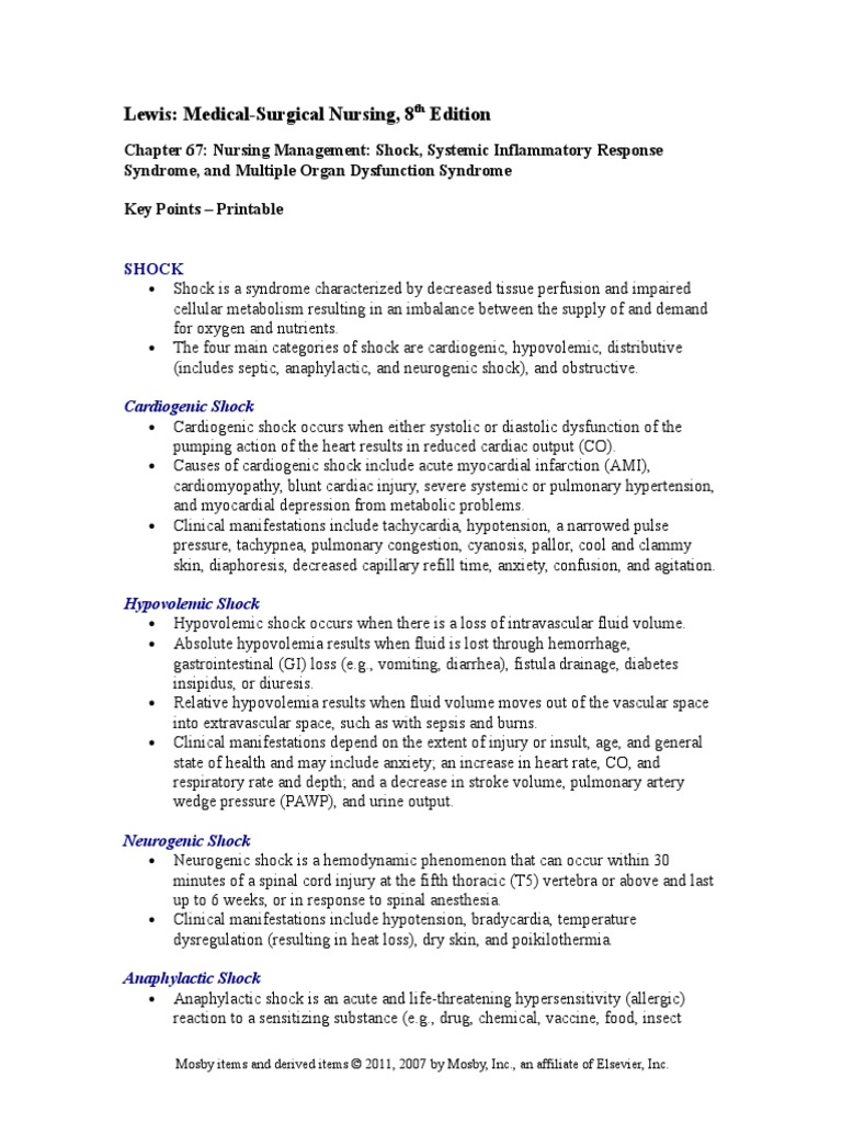Chapter 67 Shock, SIRS, MODS | PDF | Shock (Circulatory) | Inflammation