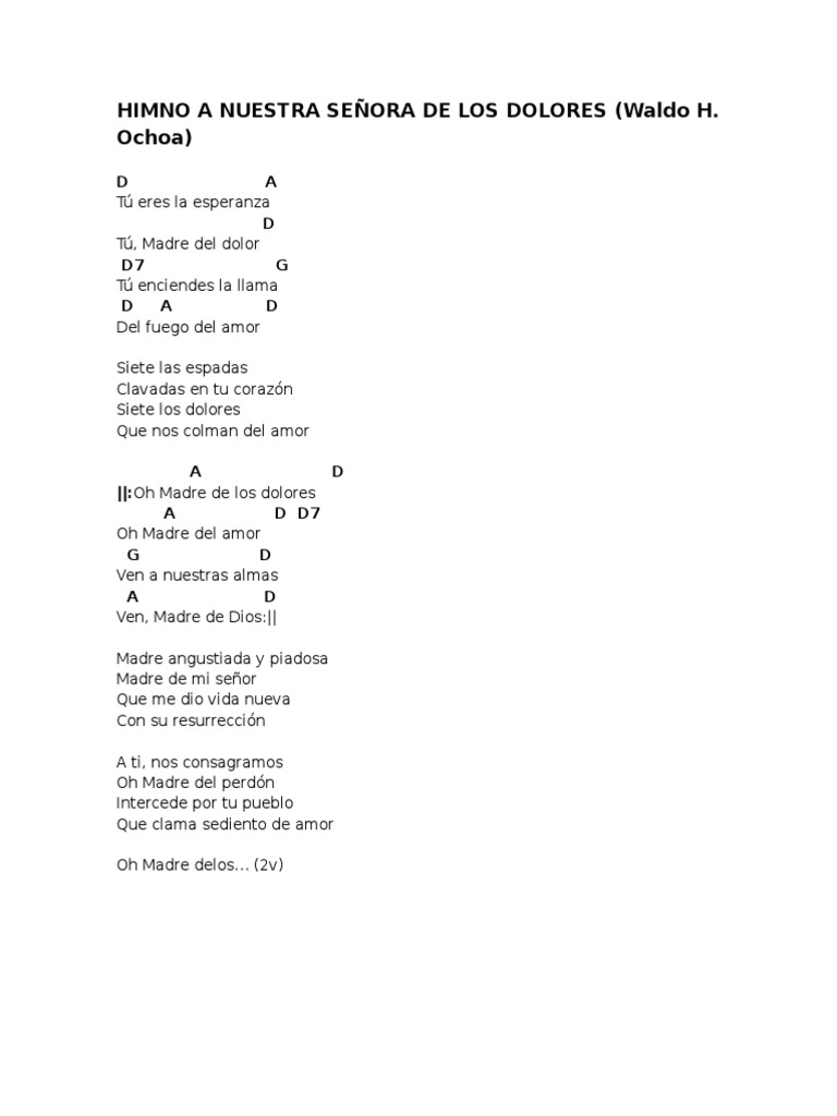 Himno a Nuestra Señora de Los Dolores