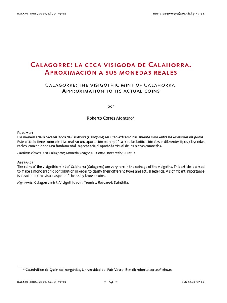 Monedas de la ceca visigoda Calagorre | PDF | imperio Romano