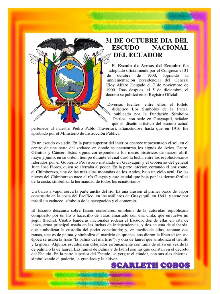 31 de Octubre Dia Del Escudo Nacional Del Ecuador