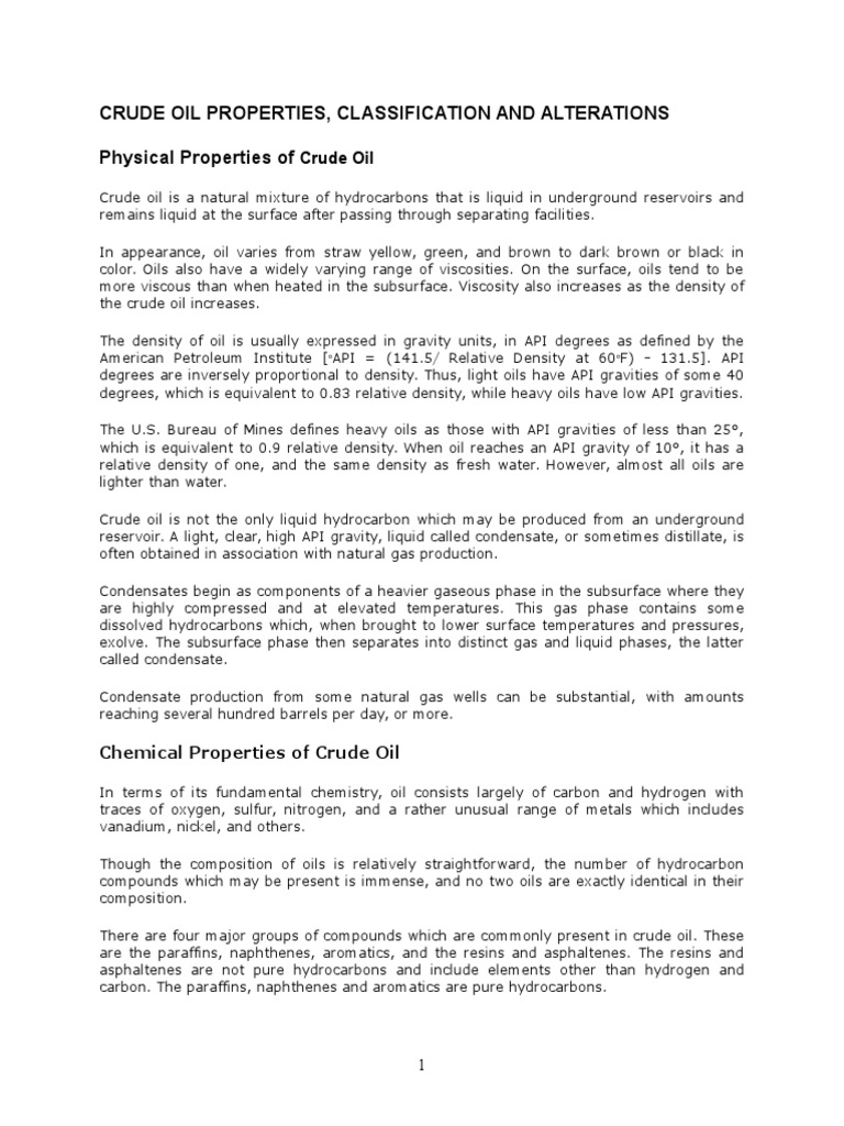 Crude Oil Properties | PDF | Alkane | Petroleum