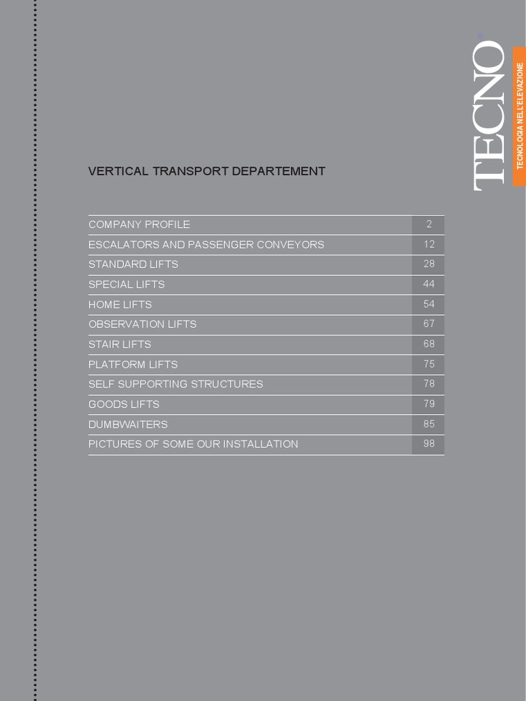 Tecnolift Catalogo English | PDF | Escalator | Elevator