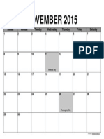 Calendario de Noviembre de 2015