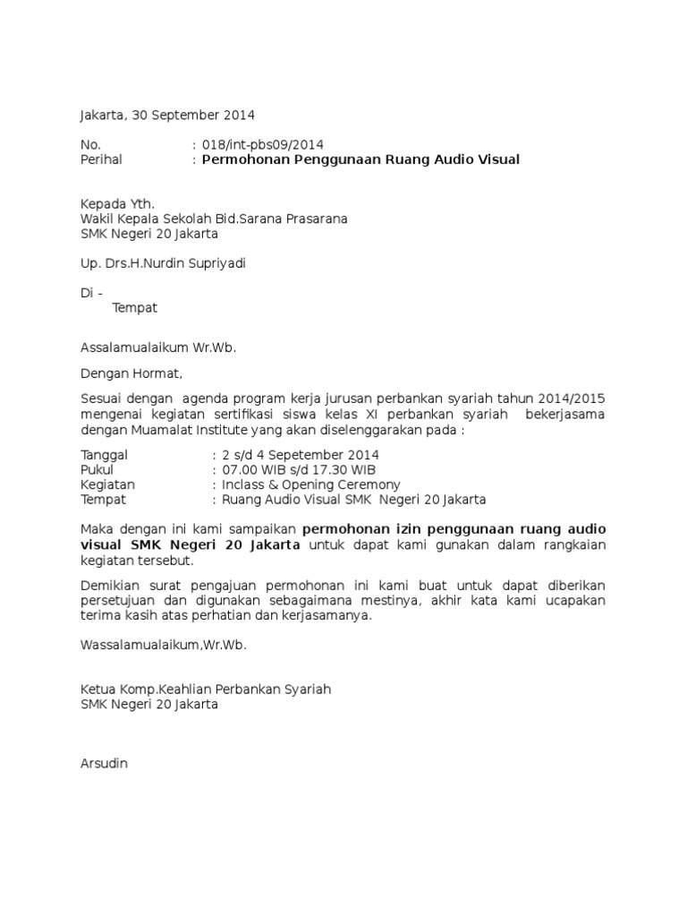 Contoh Surat Permohonan Zis
