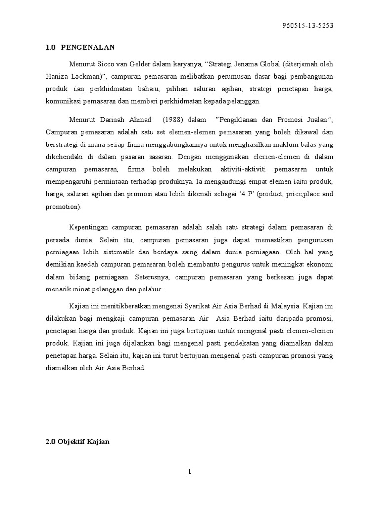 Campuran Pemasaran Syarikat Airasia Berhad Di Malaysia 
