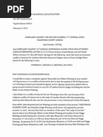 Complaint On Kansas Judge Oliver Kent Lynch and Attorney / Pro Temp Judge Candace Brewster Dated February 4th, 2015