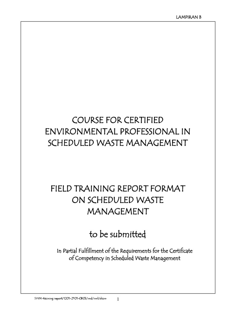 Field Training Report Format for CEPSWAM | PDF | Typefaces | Arial
