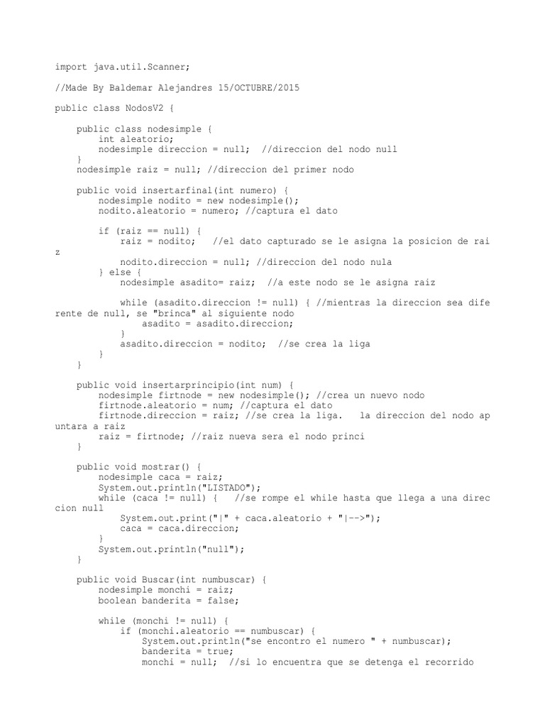 Nodos Simples Java | PDF | Algoritmos y Estructuras de Datos ...