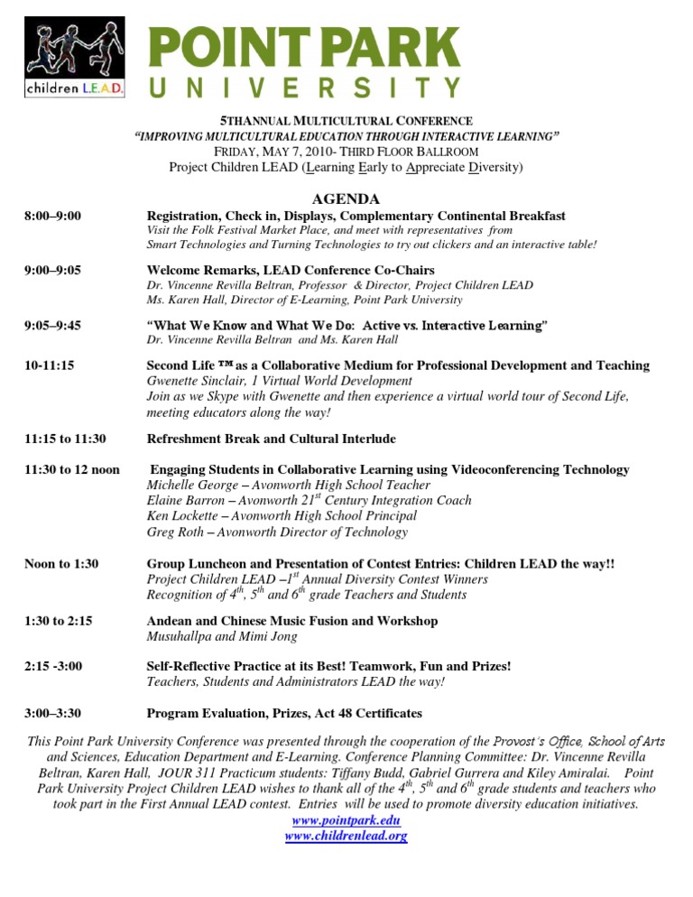 Final Agenda 3 24 10 | PDF | Educational Technology | Behavior Modification