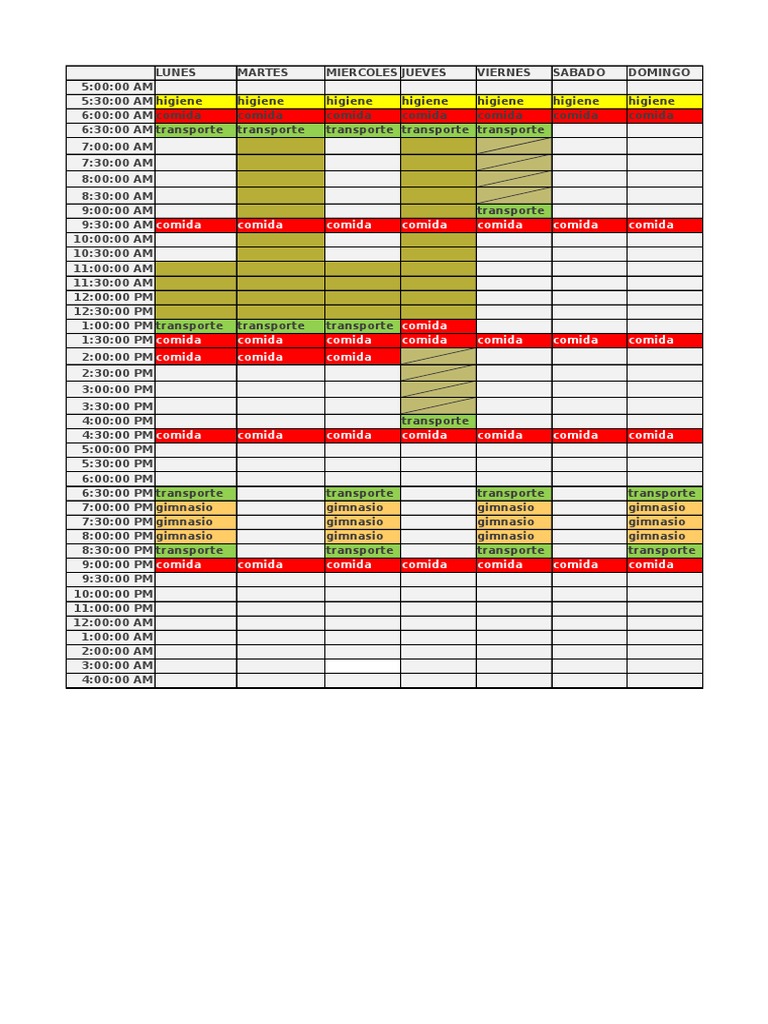 Daily Routine Schedule Overview | PDF | Cooking, Food & Wine | Wellness