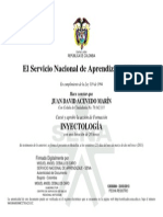 Certificado Inyectología Sena Juan David Acevedo Marín