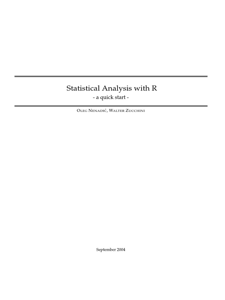 Statistical Analysis With R | PDF