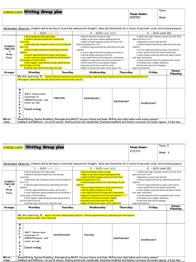 Poetry Writing Group Plan for Students | PDF | Adjective | Letter Case