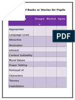 Criteria for Selection of Books or Stories for Pupils