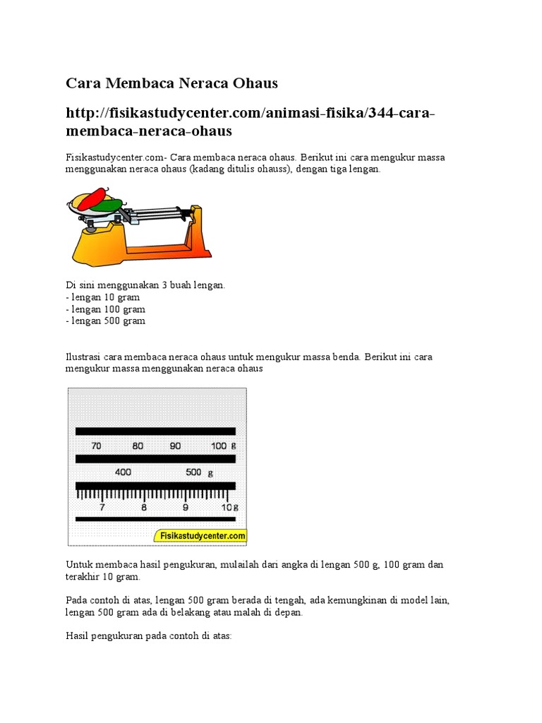 Contoh Soal Neraca Ohaus - Terupdate