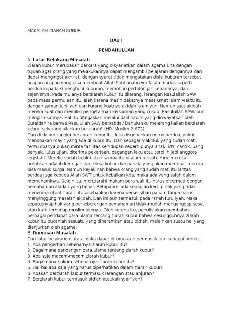 Kesimpulan Ziarah Kubur
