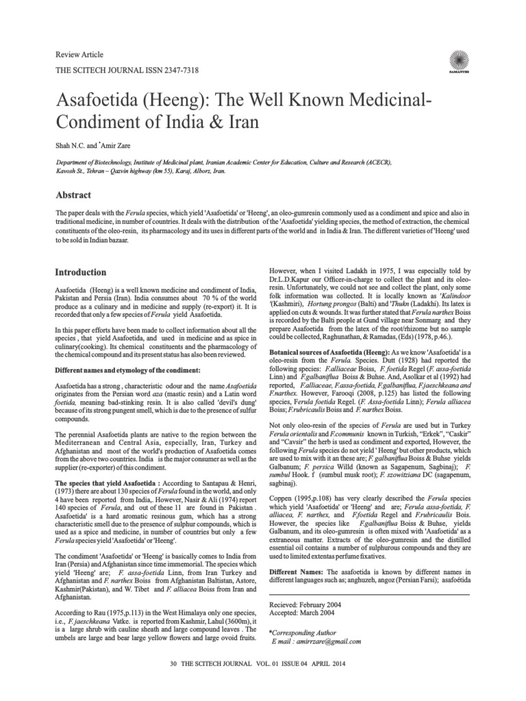 Asafoetida PDF Nature Medicine