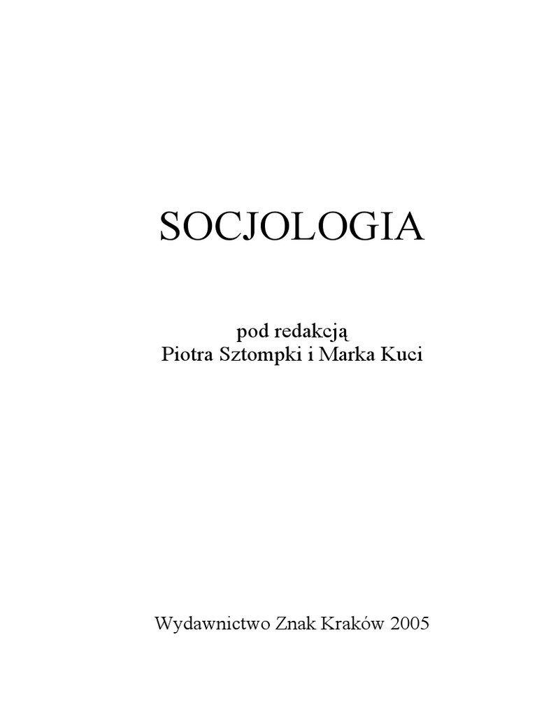 P Sztompka M Kucia Red Socjologia Lektury