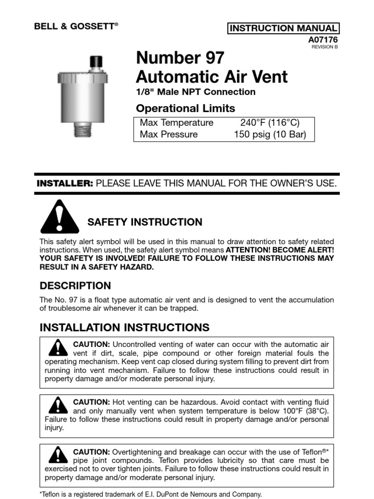 Automatic Air Vent PDF Mechanical Engineering Manufactured Goods