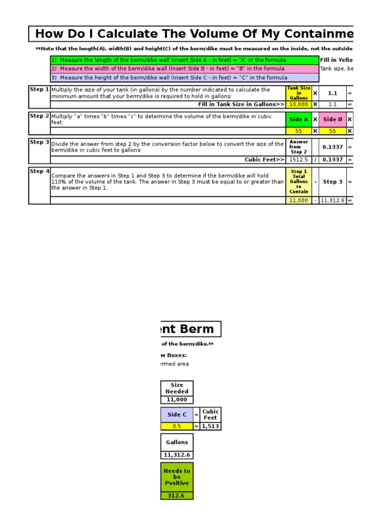 Calculating Containment Berm Volume | PDF