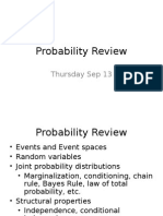 Probability Review: Thursday Sep 13