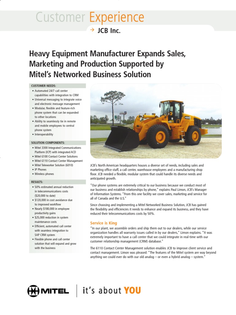 JCB Case Study Call Centre Customer Relationship Management