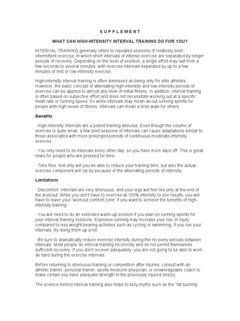 High Intensity Interval PDF | PDF