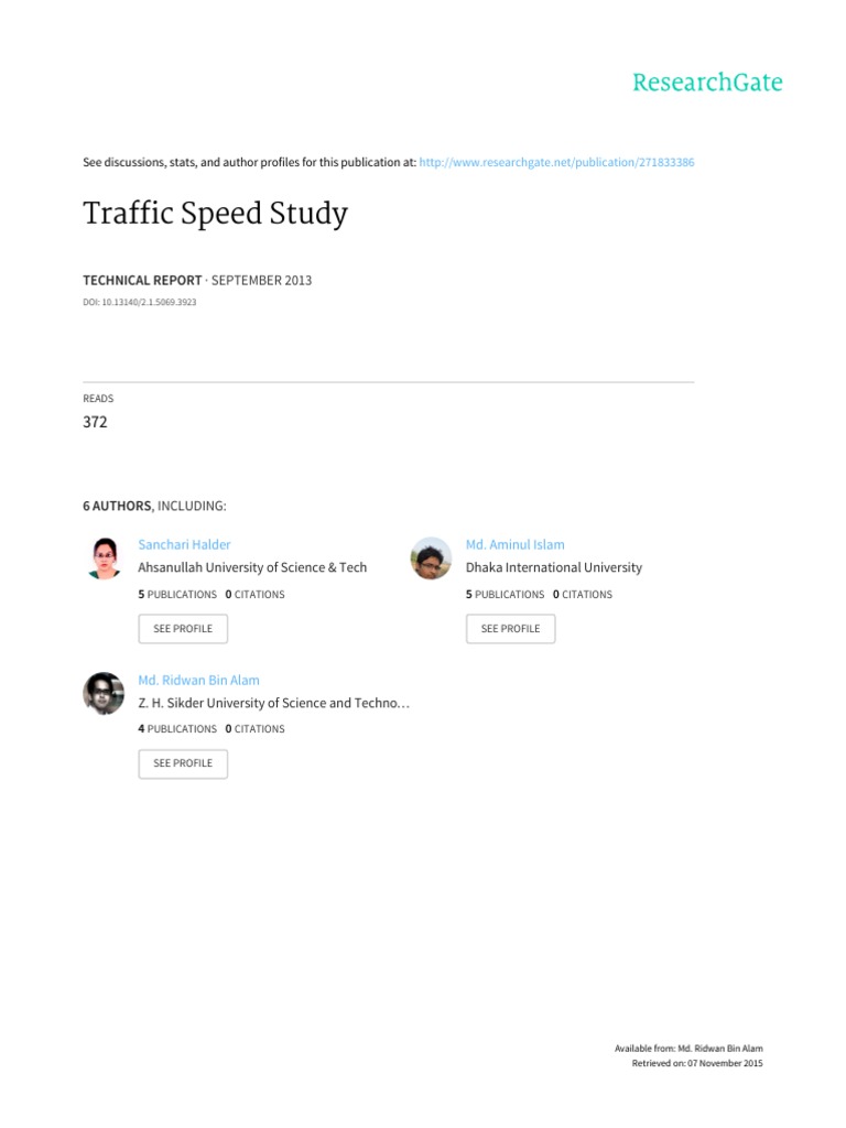 Traffic Speed Study | PDF | Speed Limit | Traffic