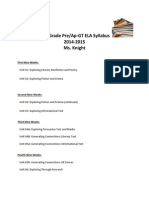 6 Grade Pre/Ap-GT ELA Syllabus 2014-2015 Ms. Knight: First Nine Weeks