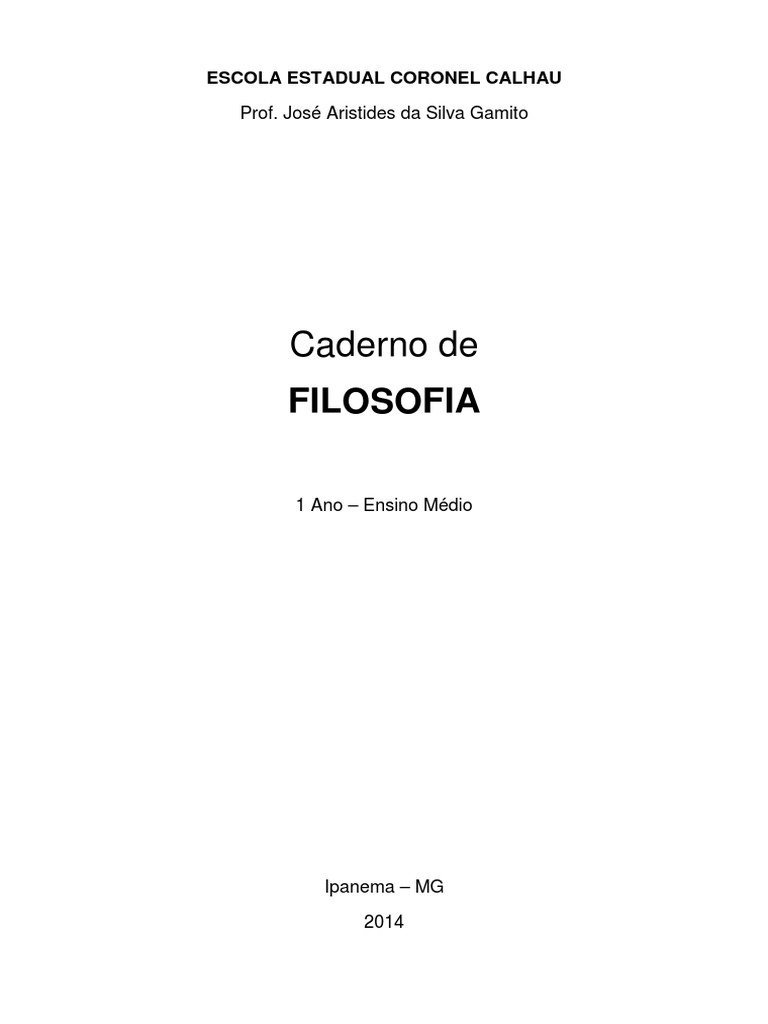 Caderno de Filosofia - 1º Ano - Ensino Médio | PDF | Sócrates ...