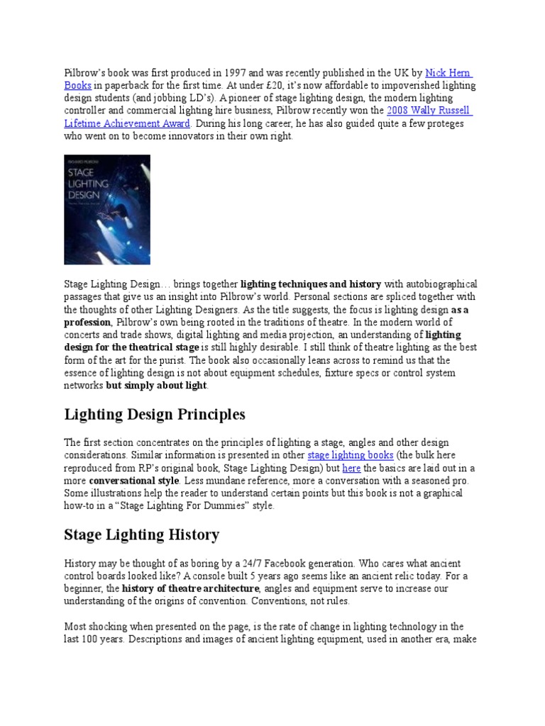 Stage Lighting Design PDF Theatre Lighting