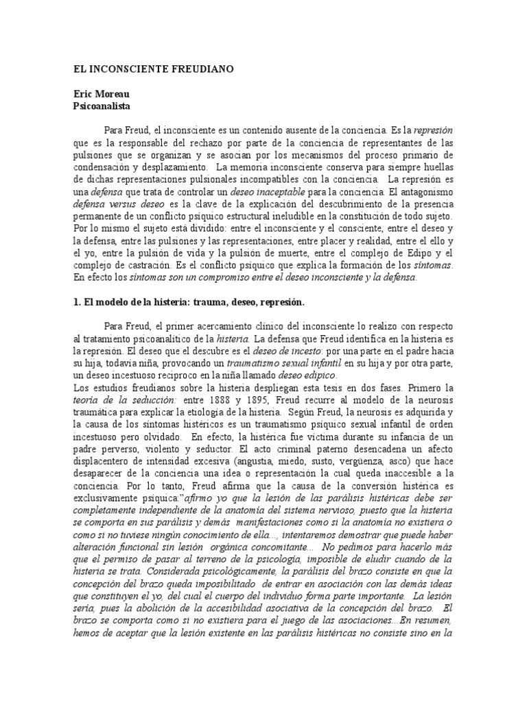 Inconsciente y Histeria en Freud | PDF | Filosofía