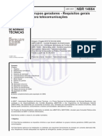 NBR 14664 (Abr 2001) - Grupos Geradores - Requisitos Gerais Para Telecomunicações