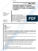 NBR 14552 (Jul 2000) - Construção Superior Do Calçado - Laminados Sintéticos - Determinação Da Resistência à Tração e Alongamento Na Ruptura - Cópia