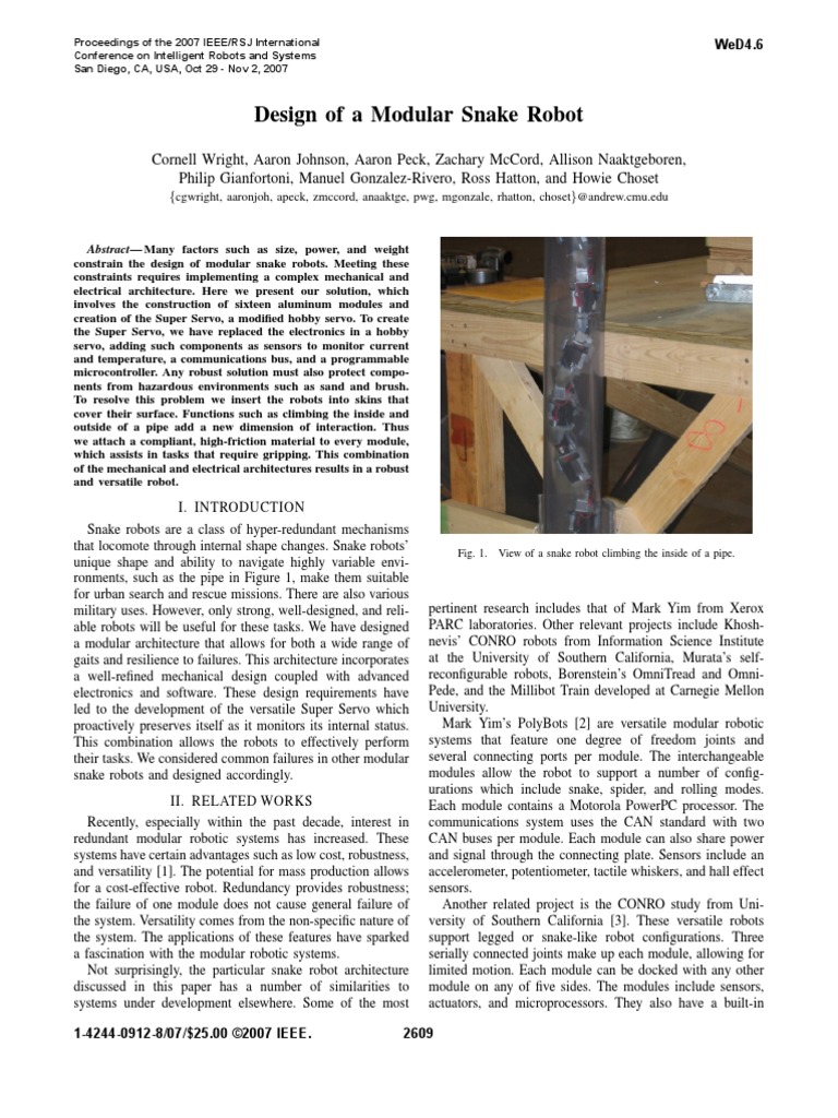 Design of Modular Snake Robot | PDF
