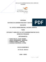 Estudio y Analisis Del Acto Administrativo en Derecho Peruano