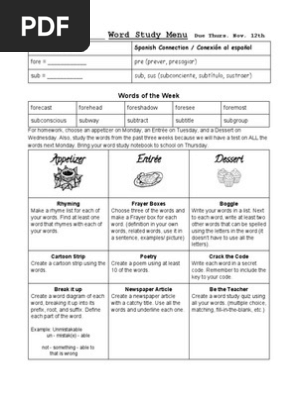 word study hw due 11 12