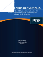 Estimación Del PIB Potencial y La Brecha Del Producto El Salvador 2013