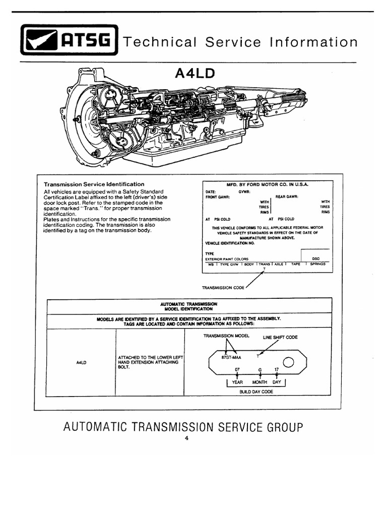 Transmision Ford A4LD | PDF