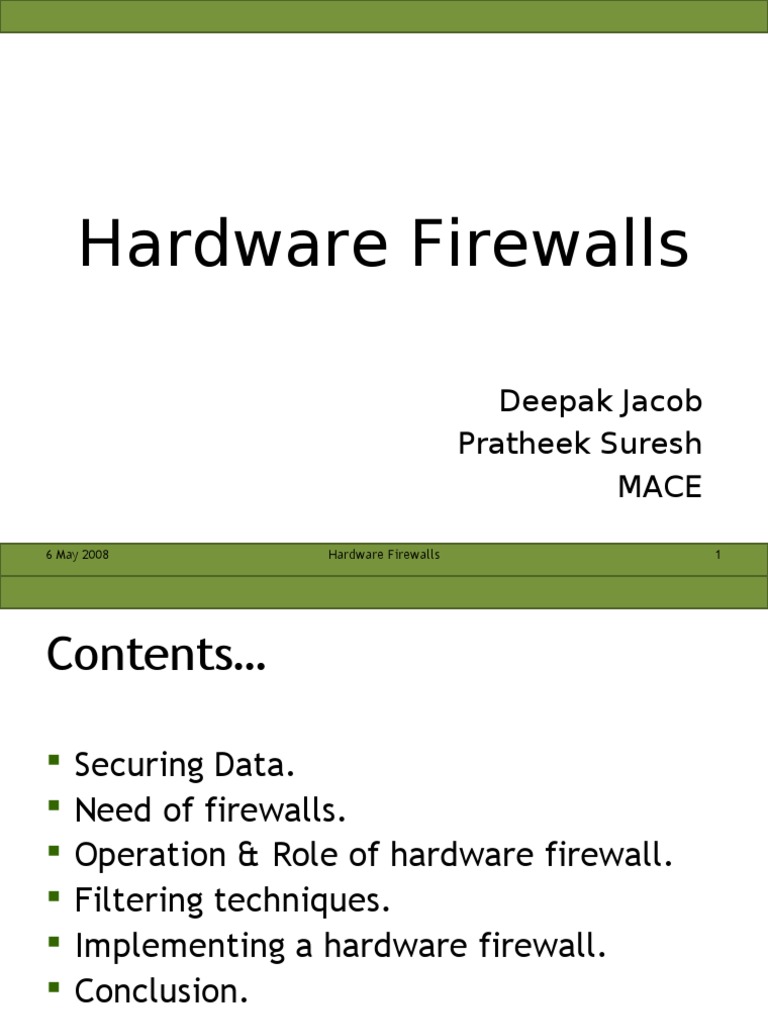 Understanding Hardware Firewalls | PDF | Firewall (Computing) | Field ...
