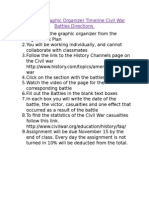 Civil War Graphic Organizer Timeline Civil War Battles Directions