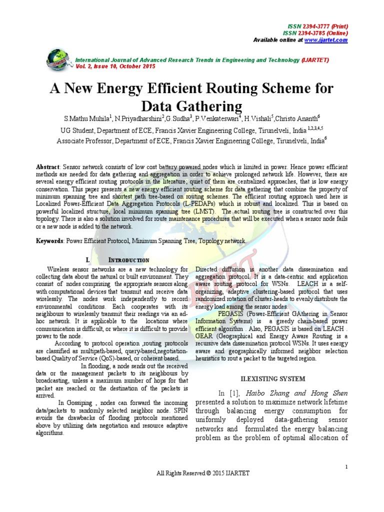 A New Energy Efficient Routing Scheme For Data Gathering | PDF ...