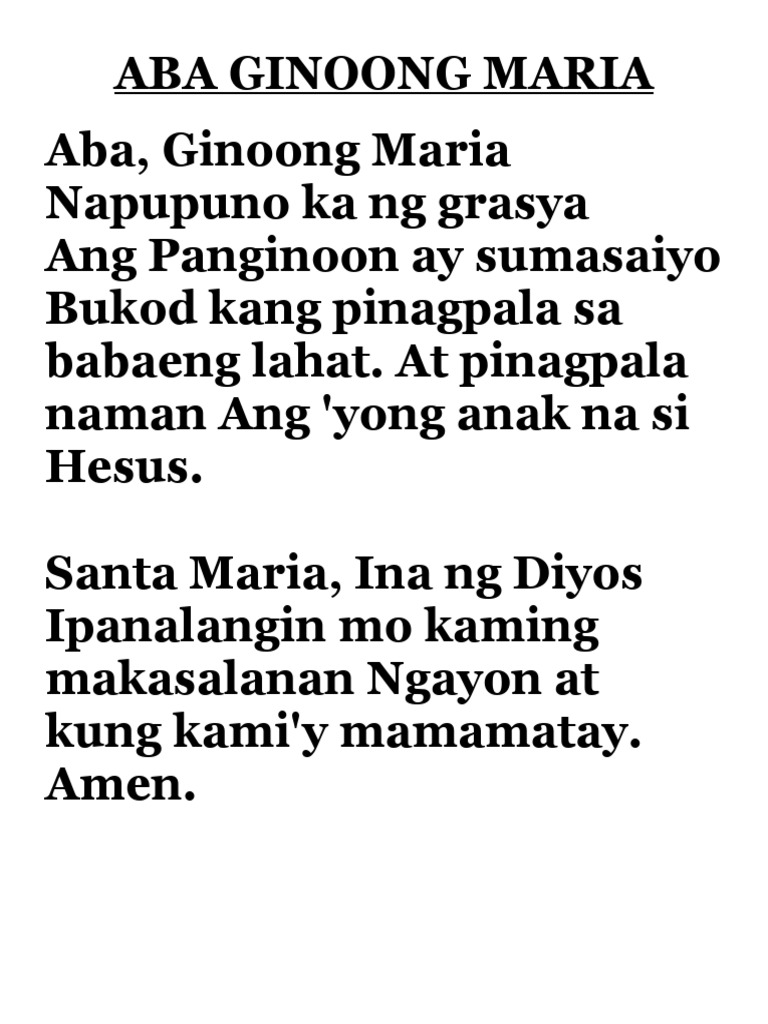 Aba Ginoong Maria | PDF