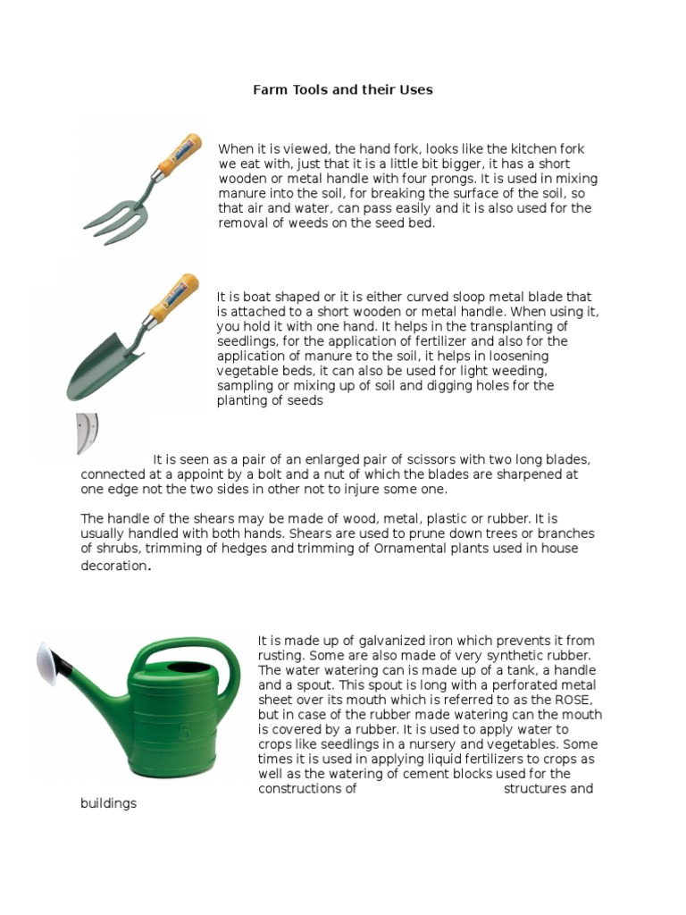 Farm Tools and Their Uses PDF Tractor Scissors