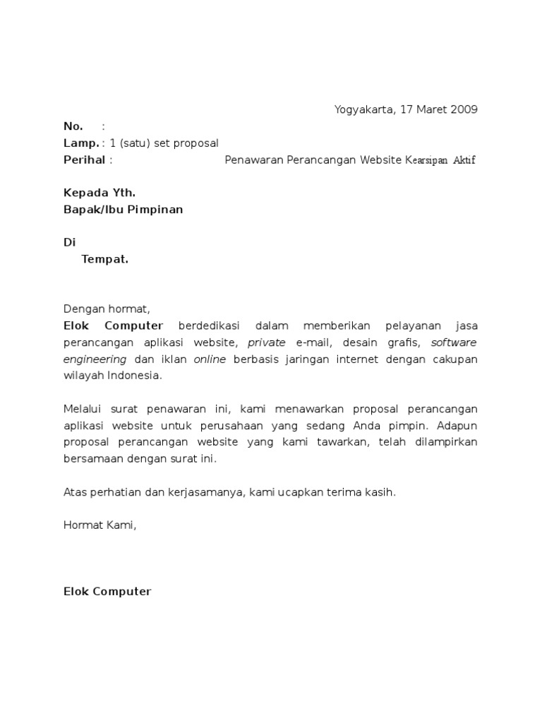 Proposal Penawaran Website Kearsipan Pdf
