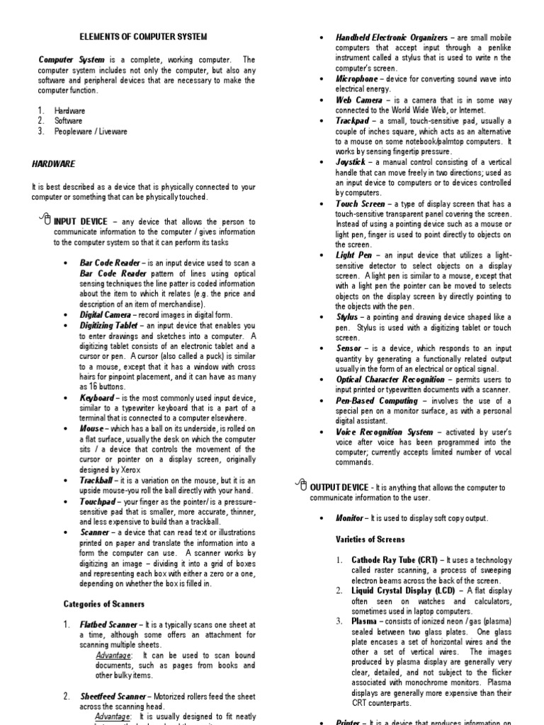 Elements of Computer System | PDF | Computer Data Storage | Random ...