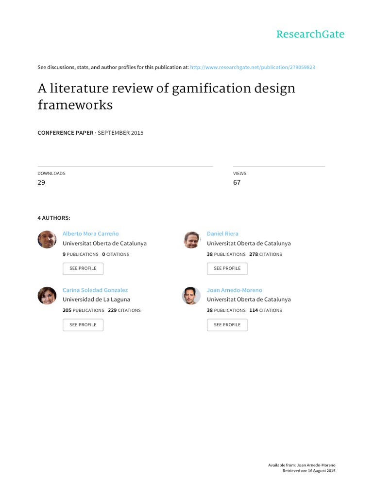 Review of Gamification Design Frameworks | PDF | Design | Game Design