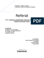 Referat Felurile Si Clasificarea Masurilor Preventive in Dreptul Procesual Penal