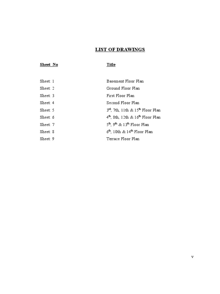 List of Drawings: Sheet No Title | PDF | Art