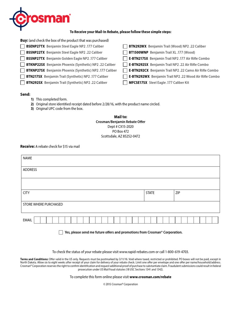 Crosman Rebate Form